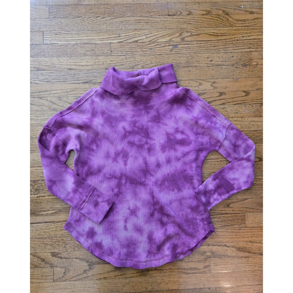Maeve Anthropologie Ainsley Tie Dye Thermal Long Sleeve Turtleneck Pink Medium